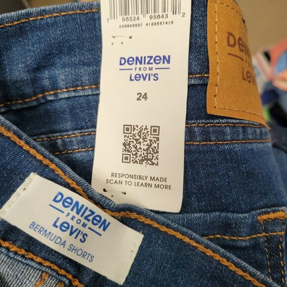 Levi's Denizen Bermuda Shorts Blue Denim Jean Shorts Size 24W NWT - Picture 7 of 8